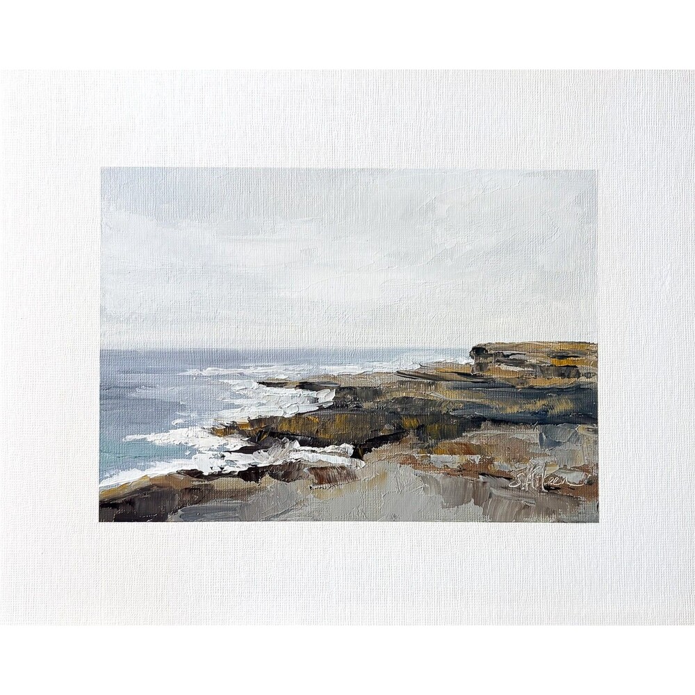8x10 Maine Original Oil Landscape Painting Rock Coast Atlantic Ocean Art Signed